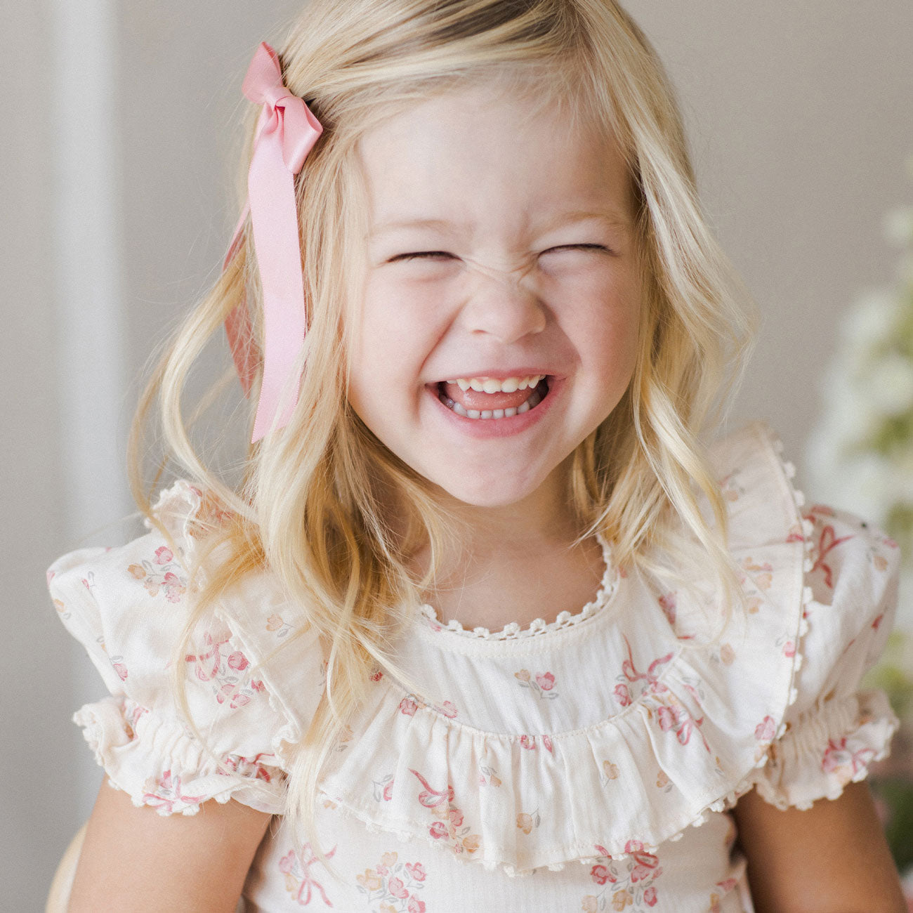Eva Dress with Bow - Floral Ditsy Print - Natural Cotton Fabric - Perfect for Casual Outings, Parties, and Summer Events