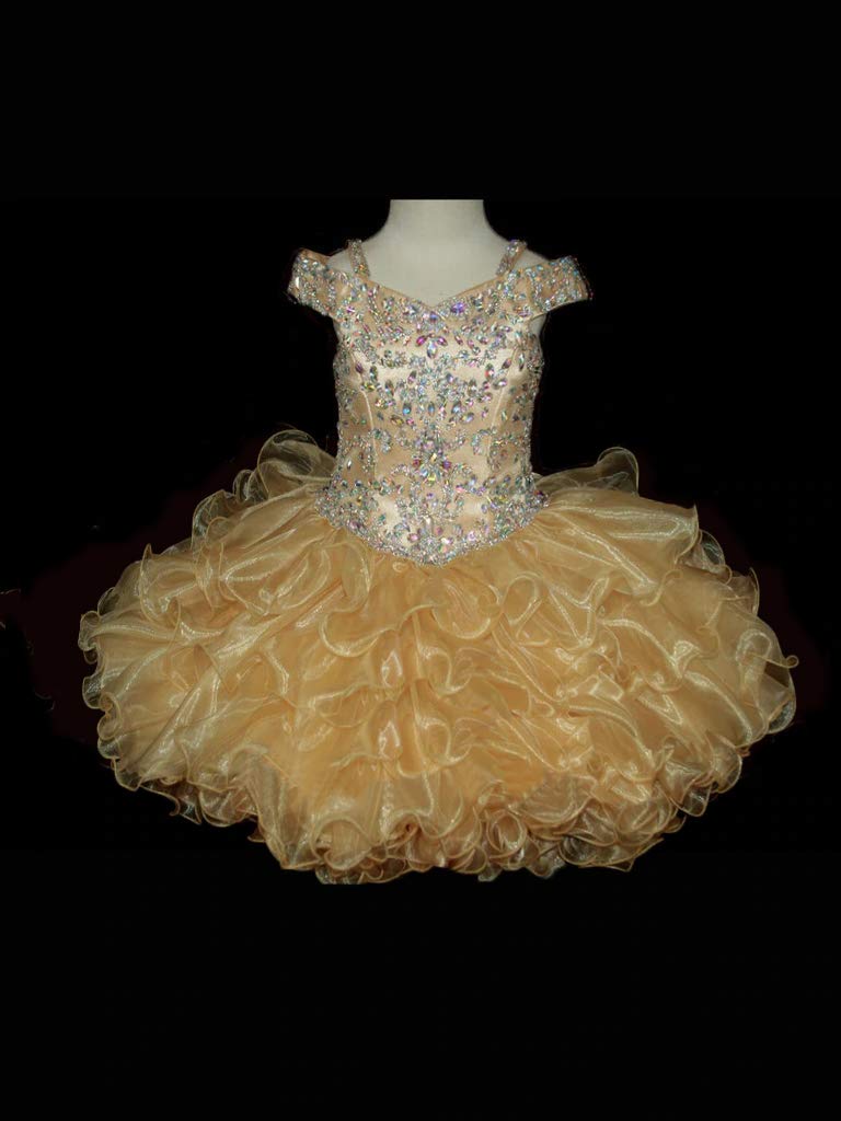 Sparkly Off Shoulder Toddler Girl Birthday Dress - Glitter Cupcake Pageant Gown for Baby Girls (Style M002) | Perfect for 1st Birthday Parties, Photo Shoots & Special Occasions