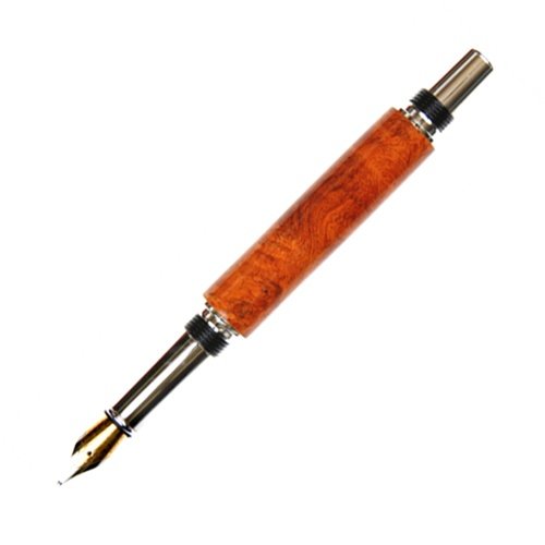 Premium Lanier Baron Fountain Pen with Rhodium Trim & Exotic Afzelia Burl Wood - Luxury Writing Instrument for Business Professionals & Collectors (Perfect for Signing Documents, Journaling & Gift Giving)