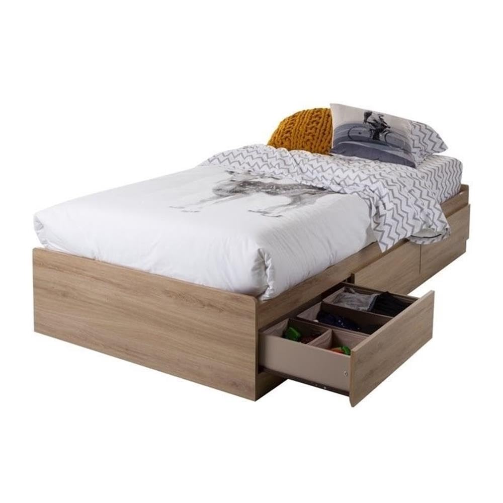 Rosebery Kids Rustic Wood Platform Bed with 3 Under-Bed Drawers - Full Size Wood Slat Support, No Box Spring Needed - Perfect for Kids' Bedrooms, Guest Rooms & Small Spaces
