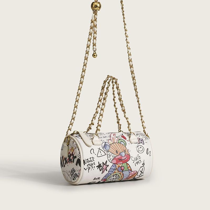 Trendy Graffiti Crossbody Bag for Women - Fashionable Mini Shoulder Purse with Phone Wallet & Chain Strap - Perfect for Daily Use, Travel, and Parties