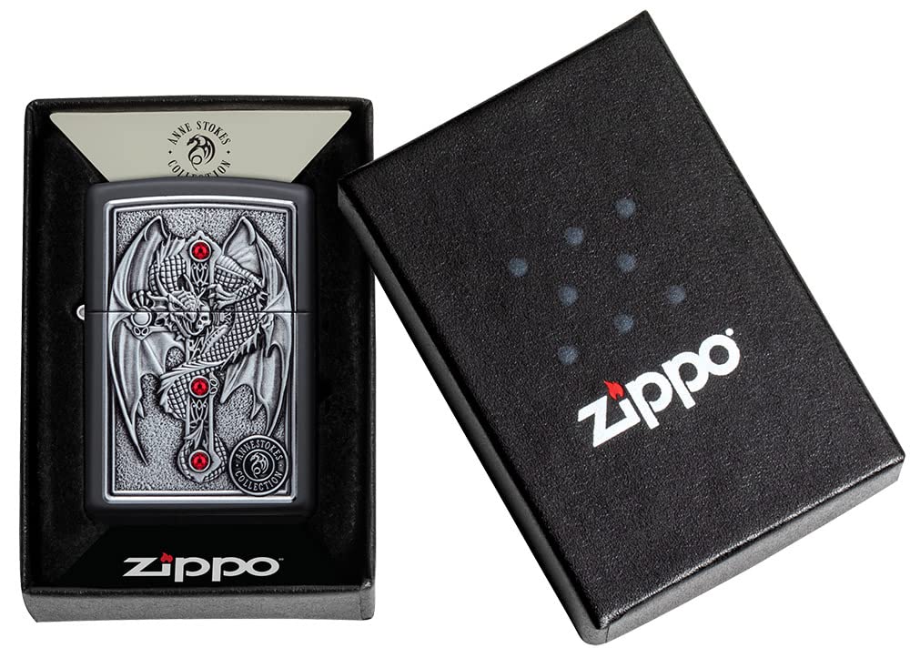Zippo Anne Stokes Gothic Guardian Emblem Windproof Pocket Lighter - Perfect for Camping, Hiking & Outdoor Adventures