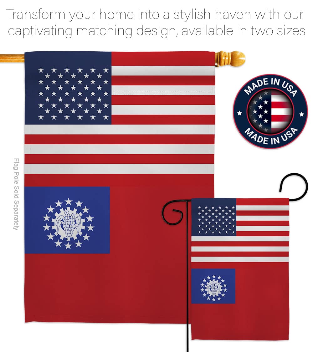 Americana Home & Garden Myanmar-US Friendship House Flag - Double-Sided Decorative Banner for Yard, Garden & Patio - International Country Regional Pride Gift - Made in USA - Perfect for Outdoor Decor, National Celebrations & Diplomatic Events