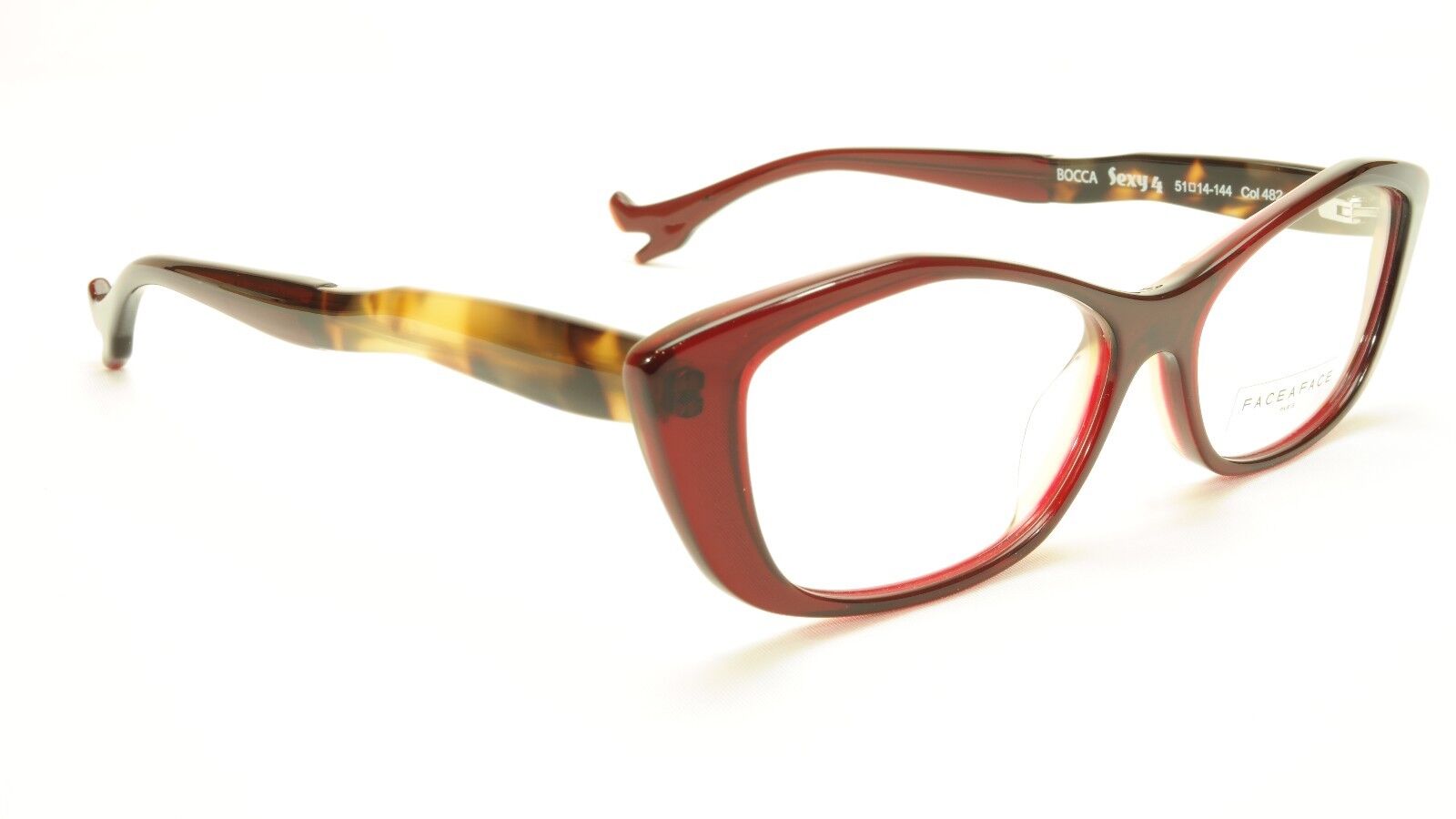 Face A Face Bocca Sexy 4 Color 482 Eyeglasses - Dark Red & Papaya Yellow Frames for Women | Fashionable & Trendy Eyewear for Everyday Wear, Office, and Special Occasions