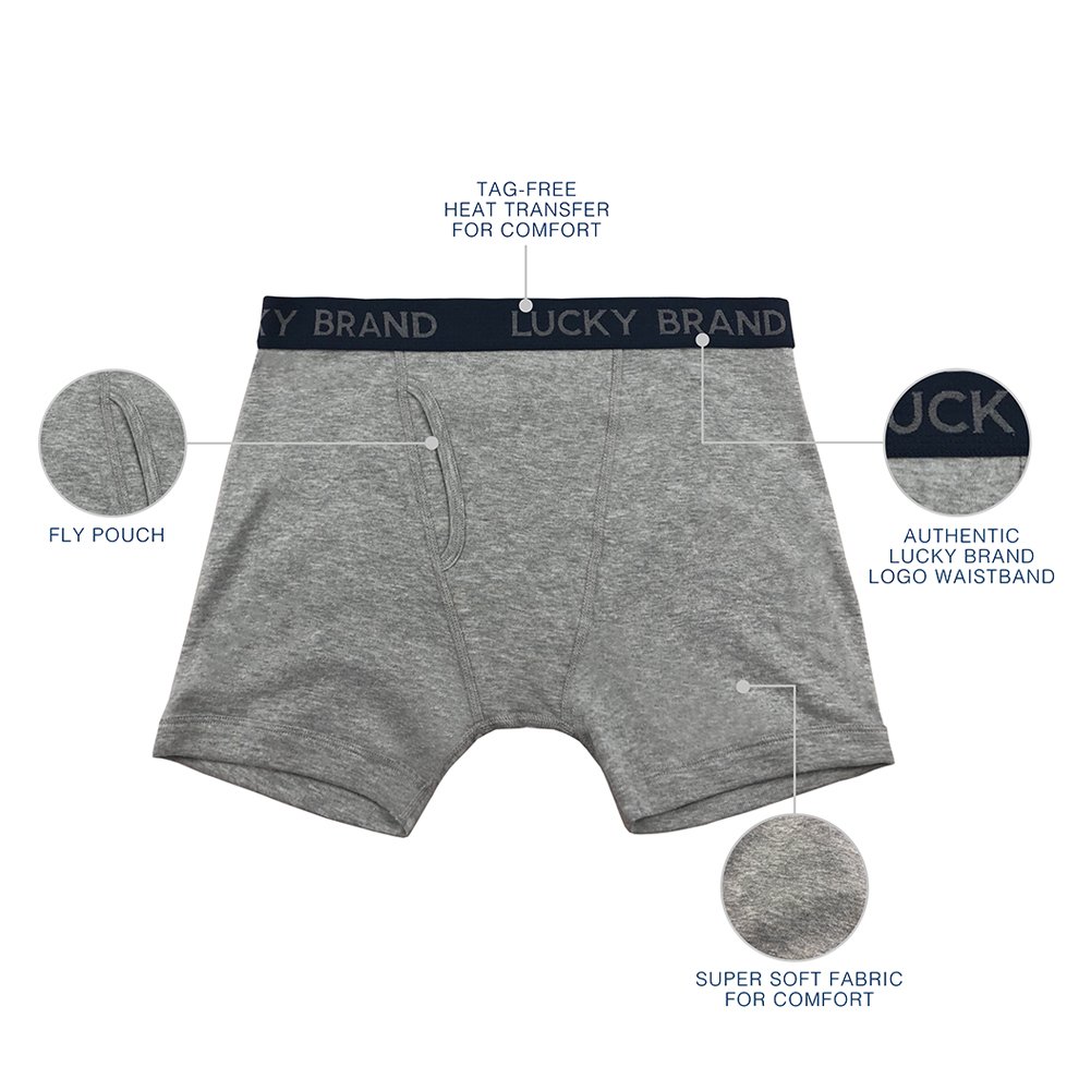 Lucky Brand Men's Boxer Briefs 3-Pack - Classic Comfort Underwear with Functional Fly for Everyday Wear - Soft Cotton Boxer Briefs for Men S-XXL - Perfect for Work, Gym & Lounge