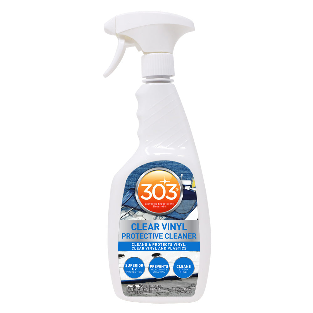 303 Marine & Automotive Clear Vinyl Protective Cleaner - 32oz Bottle - UV Protection & Restores Shine for Boat Seats, Car Interiors & Outdoor Furniture
