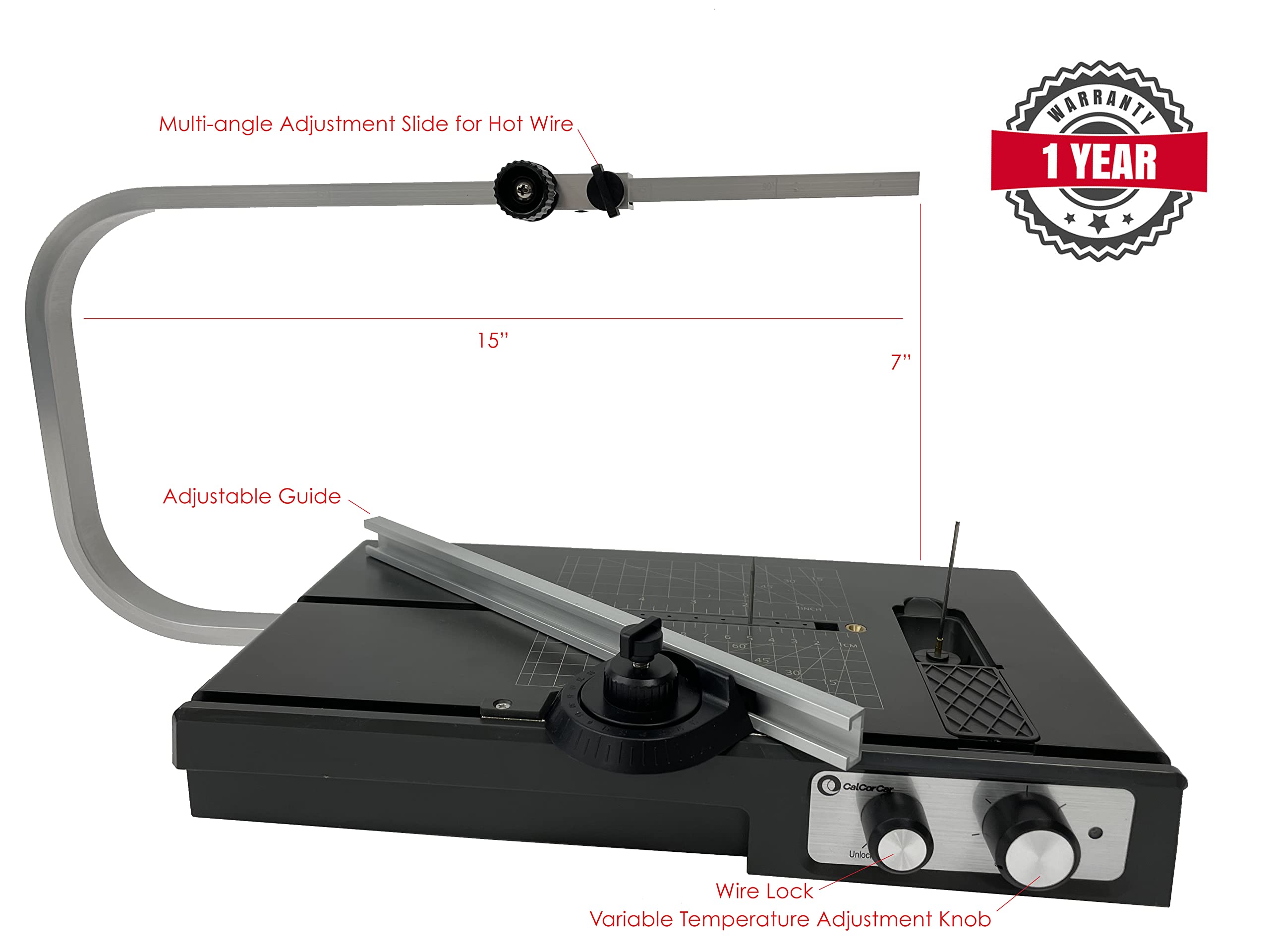 Professional Hot Wire Foam Cutter Table - Adjustable Temperature & Multi-Angle Cutting Tool with Bevel Shaping & Removable Plunge Cutter | 18W 100-240V Power Transformer Included | Perfect for Foam Crafting, Model Making, DIY Projects & Cosplay Props