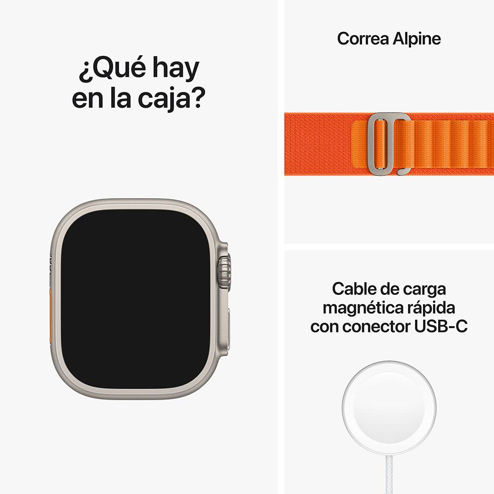 Apple Watch Ultra (GPS + Cellular) 49mm Titanium Case with Orange Alpine Loop Band - Size M - Perfect for Outdoor Adventures & Fitness Tracking