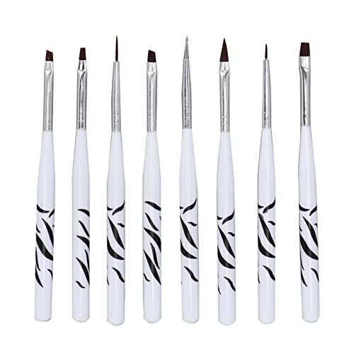 8Pcs Professional Nail Art Brush Set - Nail Art Liner Brushes & Gel Polish Design Pens for Salon & Home DIY Manicure - Perfect for Acrylic Nails, Gel Extensions & Creative Nail Designs