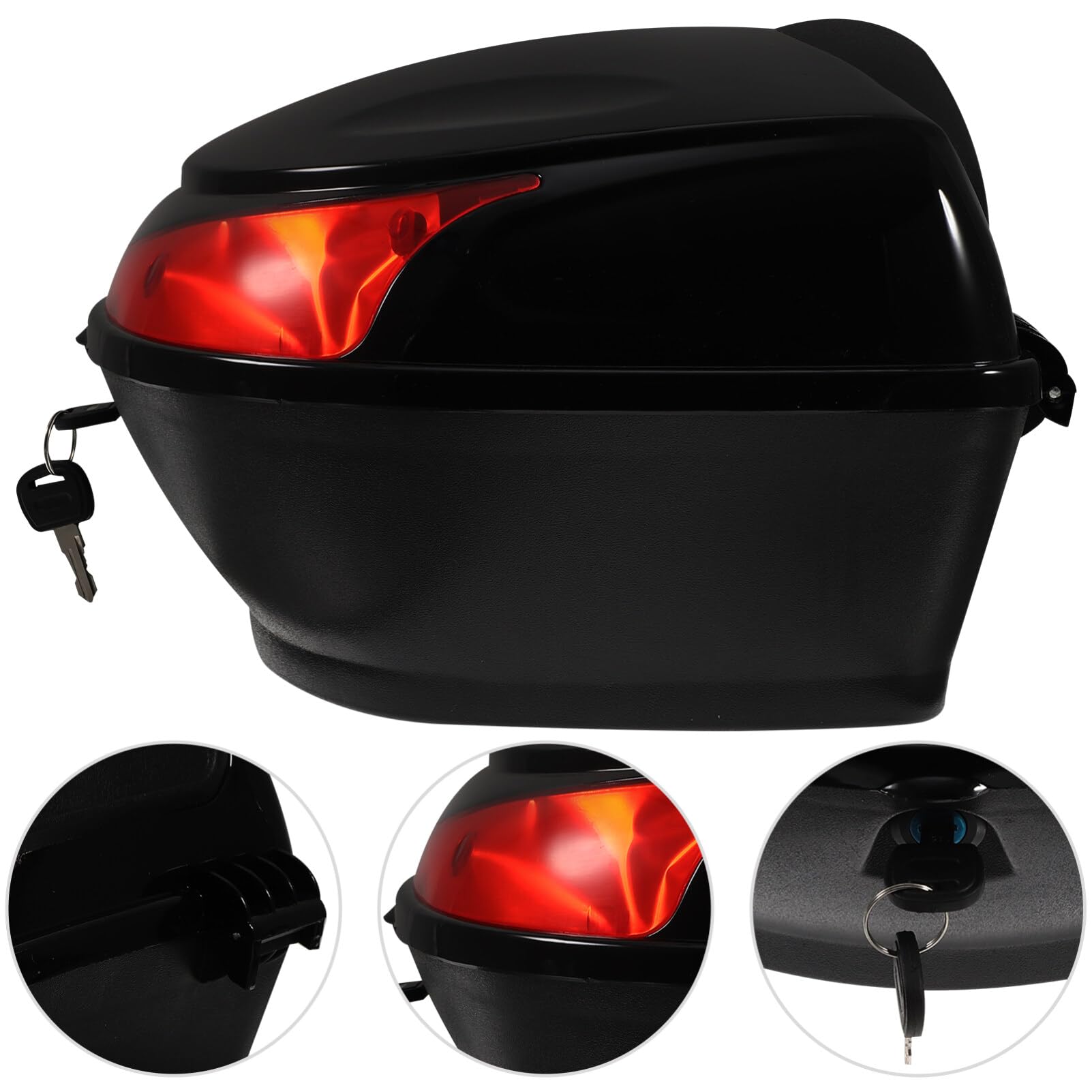 SUPVOX Black Motorcycle Top Case - 56L Lockable Storage Trunk for Scooters & Motorcycles | Waterproof Luggage Carrier for Helmets, Gear & Accessories | Perfect for Commuting, Travel & Road Trips