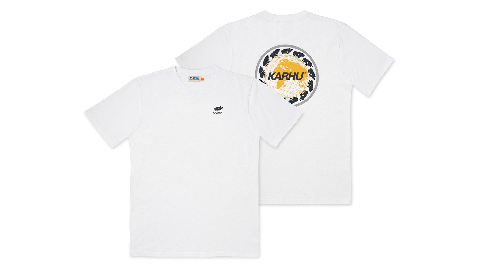 KARHU Worldwide T-Shirt - White & India Ink | Stylish Unisex Graphic Tee for Casual Wear & Street Fashion
