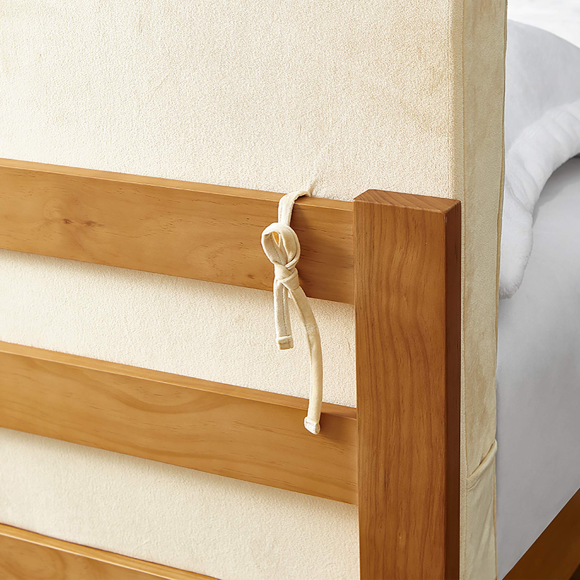 Rainha Cushioned Dorm Headboard - Soft Almond Milk Velvet Upholstered Bed Headboard for College Dorm, Bedroom & Apartment Decor