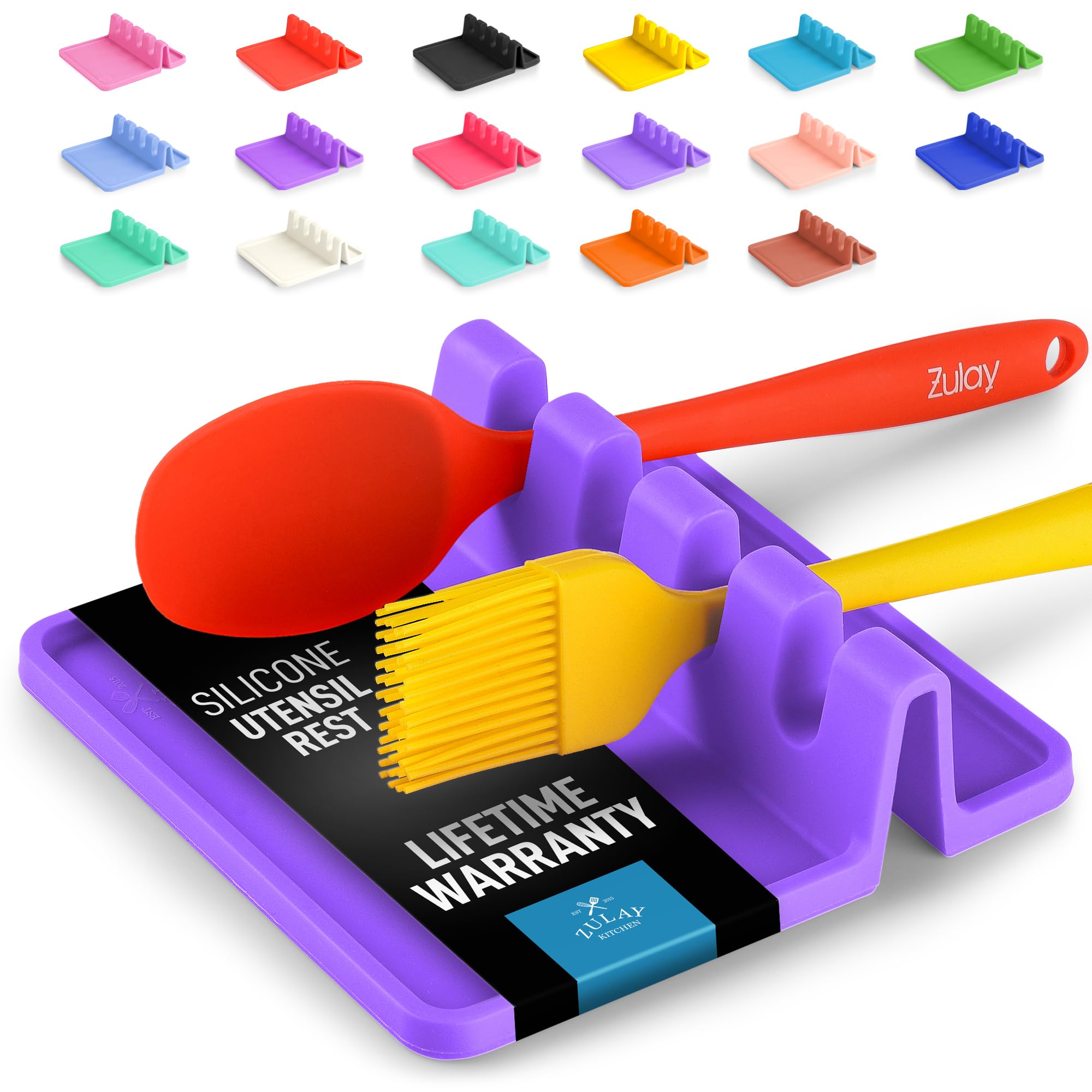 Zulay Silicone Utensil Rest - BPA-Free Heat-Resistant Spoon Holder for Stove Top - Perfect for Cooking & Serving in Mystic Violet