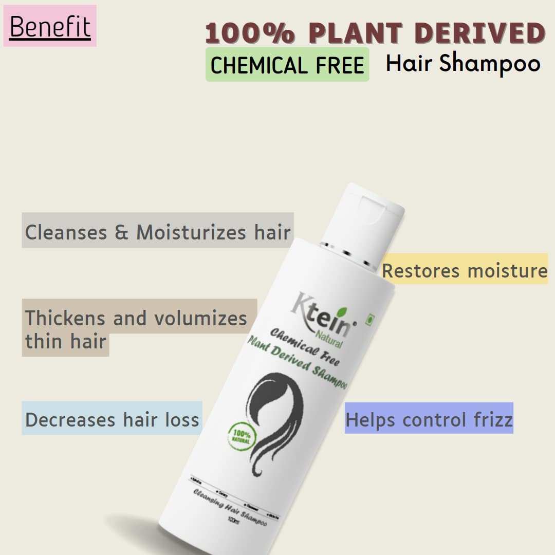 Ktein Natural Chemical-Free Plant-Derived Shampoo (100ml) - Gentle & Organic Hair Care for Daily Use, Travel & Sensitive Scalp