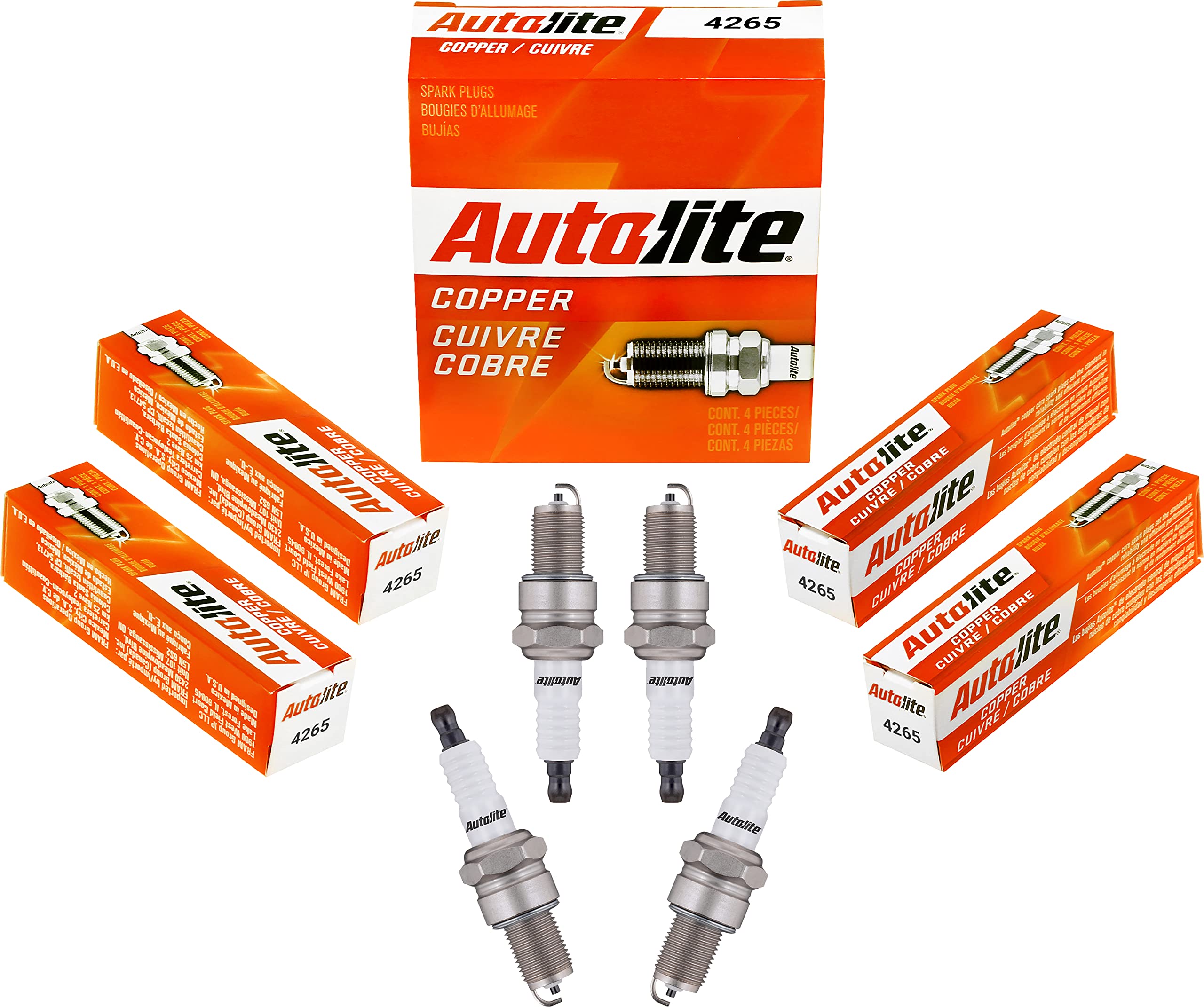 Autolite 4265 Copper Core Resistor Spark Plugs - 4 Pack for Ford, Chevy, Dodge - High Performance Replacement Spark Plugs for Smooth Engine Operation - Ideal for Daily Commuting, Highway Driving & Off-Road Adventures