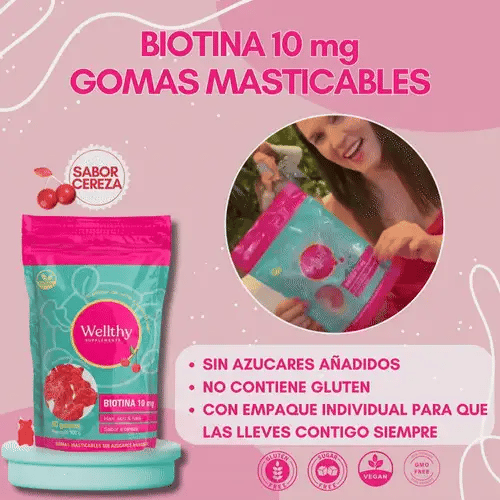 Biotin Gummies Cherry Flavor - Hair Growth & Nail Strength Supplement for Women & Men - Perfect for Daily Health & Beauty Routine