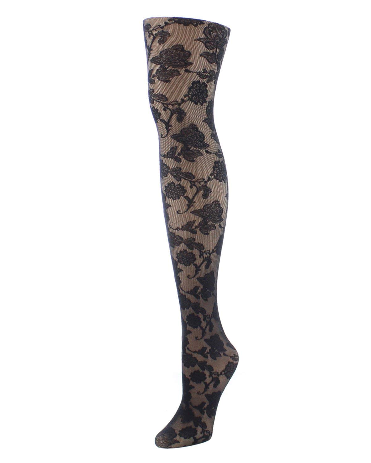 MeMoi Natori Women's Asya Rose Nylon Fashion Tights - Comfortable & Stylish Leggings for Workout, Yoga, and Everyday Wear