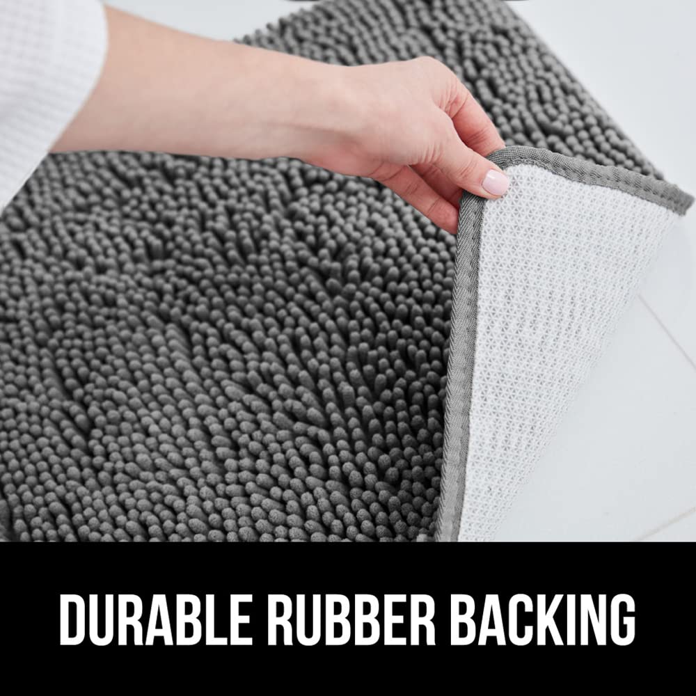 Gorilla Grip Non-Slip Bath Rug & U-Shaped Toilet Mat Set - Gray, 44x26 Inch Bath Mat & 22.5x19.5 Inch Contoured Toilet Mat - 2-Piece Bathroom Floor Mat Bundle for Shower, Tub & Toilet Safety