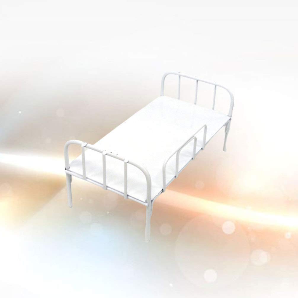 EXCEART Miniature Iron Bed - 1:12 Scale Dollhouse Furniture, White Metal Toy Bed for Dollhouse Decor, DIY Crafts, and Collectibles - Perfect for Dollhouse Accessories, Miniature Displays, and Model Scenes