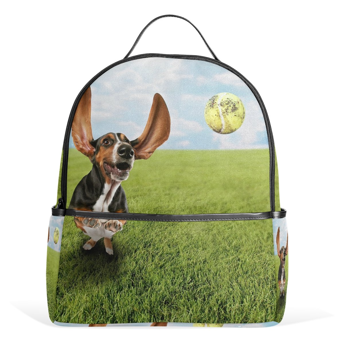 Sunlome Lightweight Laptop Backpack for Women & Men - Cute Basset Hound Chasing Tennis Ball Design, Durable School Bag for Students, Work Commute & Travel - Perfect for College, Office & Daily Use