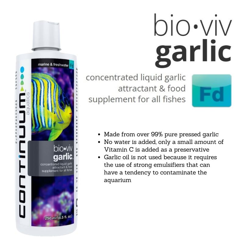 CONTINUUM Bio Viv Garlic Supplement for Aquarium Fish - Enhances Appetite & Immune System - Ideal for Picky Eaters & Sick Fish - Use in Freshwater & Saltwater Tanks