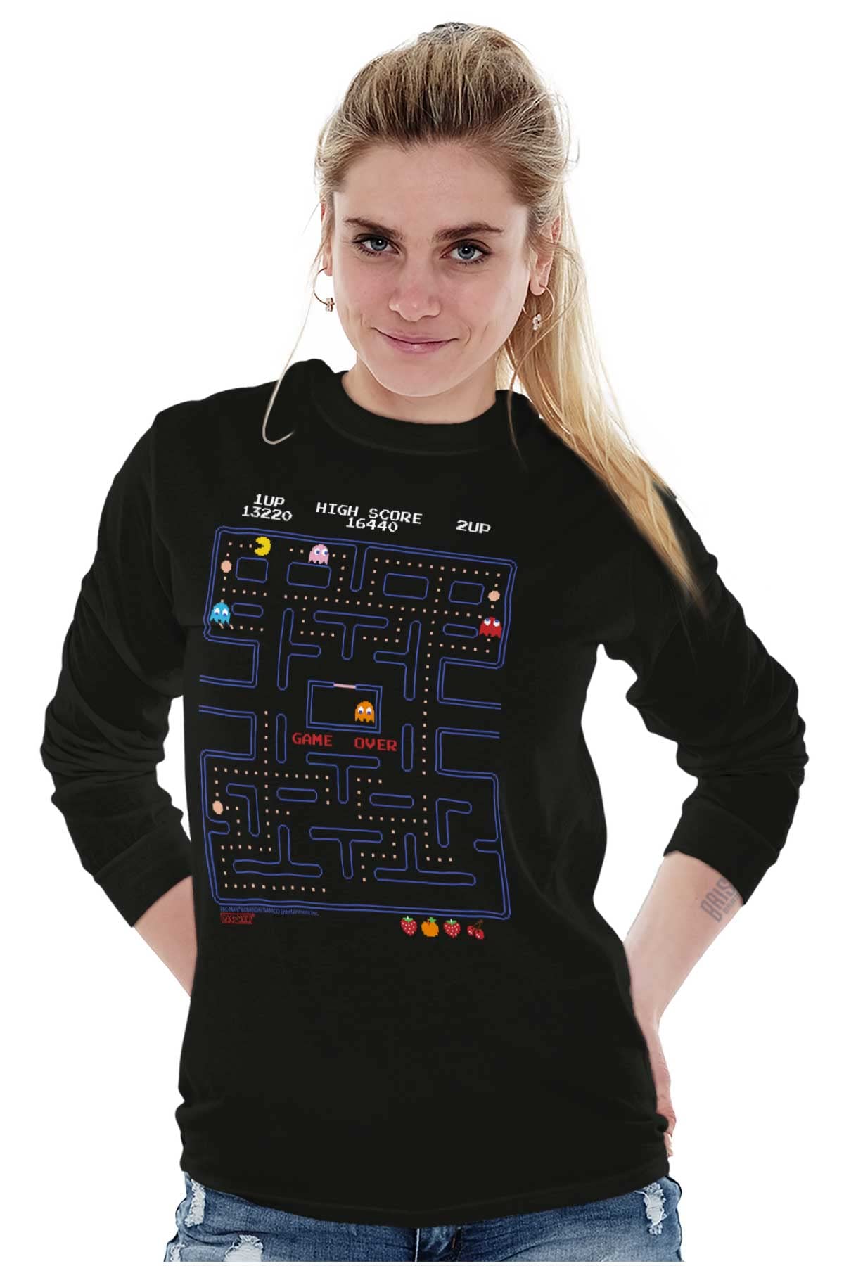 Pacman Game Over Retro Video Gaming Long Sleeve T-Shirt for Men & Women - Casual Wear & Gaming Enthusiast Gift