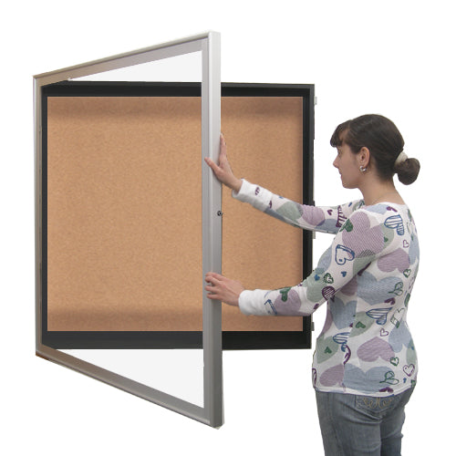 Stylish Metal Framed Large Shadowbox Swing Frames with Cork Board - 2 Inch Deep Interior Cabinet (25+ Size Options) - Perfect for Home Office, Dorm Room & Gallery Wall Displays