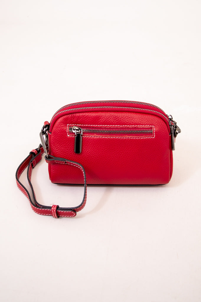 Emma 88160 Genuine Leather Handbag for Women - Stylish Red Crossbody Purse for Work, Travel & Everyday Use