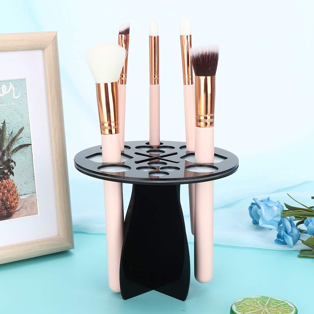 14-Hole Makeup Brush Holder & Drying Rack - Organizer Stand with Cleaning Tray for Makeup Brushes & Tools | Perfect for Salon, Home Vanity & Professional Makeup Artists