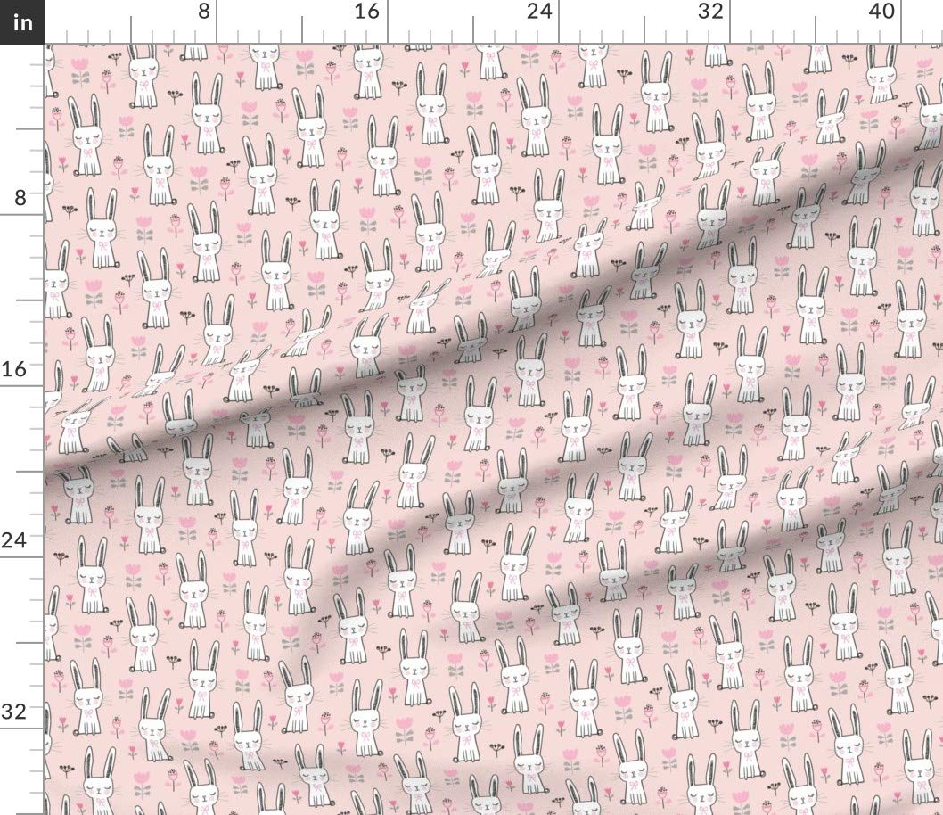 Dreamy Bunny Rabbit Pink Pets Spring Easter Bunnies Printed Cotton Fabric by The Yard - Perfect for Sewing, Quilting, Apparel, Crafts & Home Decor | Easter Decorations, DIY Projects, Baby Clothing