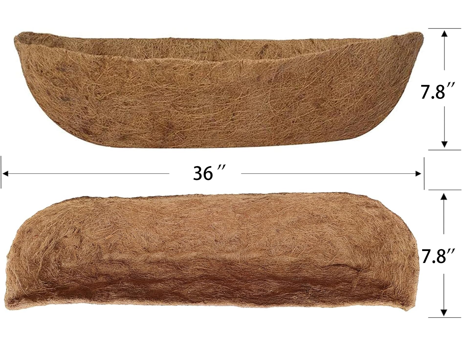 2 Pack 36 Inch Natural Coconut Coir Liners for Planters, Hanging Baskets & Window Boxes - Eco-Friendly Coco Fiber Liner Replacement for Metal Railing Baskets (100% Biodegradable) - Perfect for Indoor/Outdoor Gardening & Balcony Decor