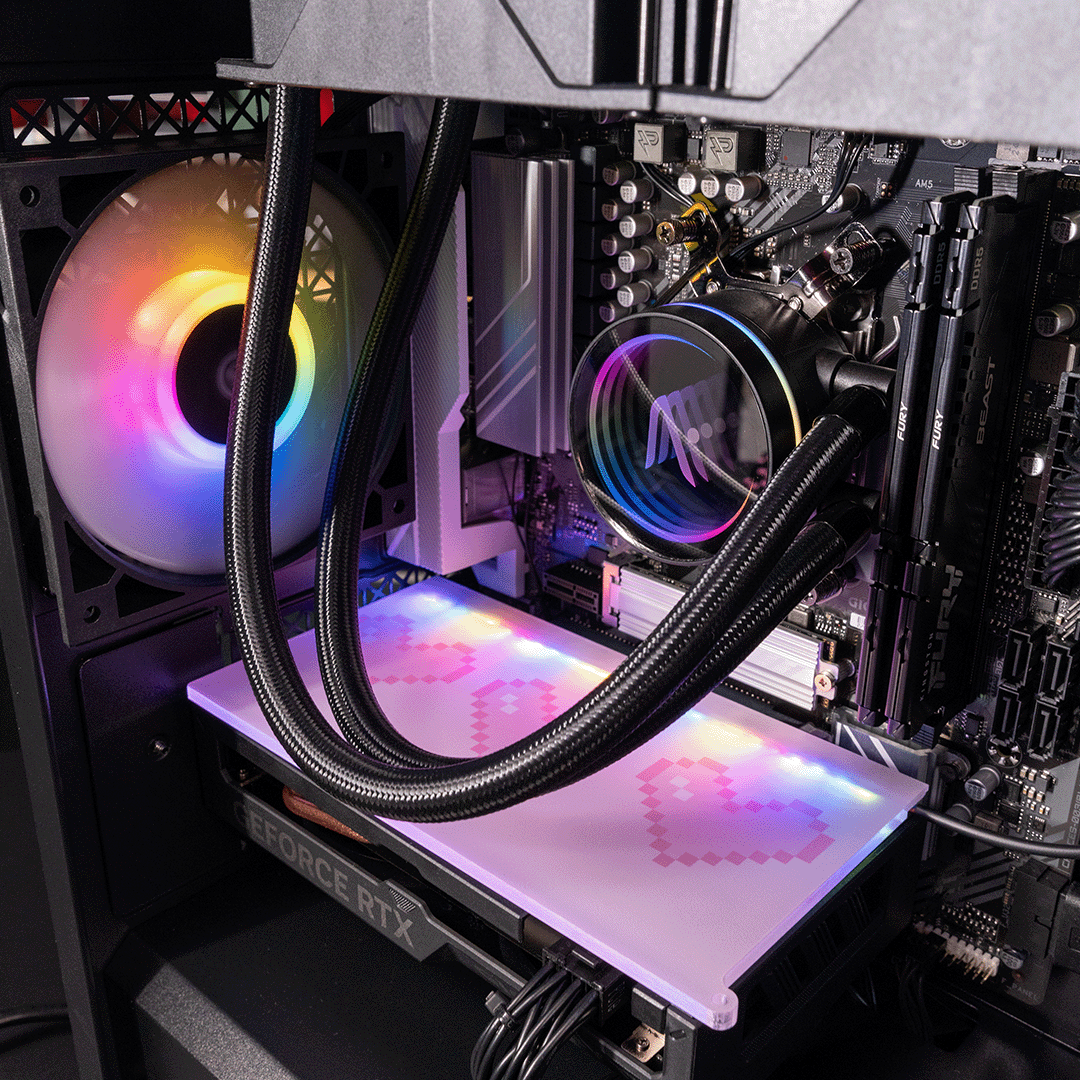 Aftershock Pixel Heart Pink Gaming Desktop PC - AMD Ryzen 5 7500F Processor, NVIDIA RTX 4060 Graphics - Perfect for Esports, Streaming & Content Creation