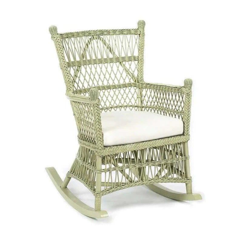 Handwoven Beehive Wicker Rocking Chair - Natural Rattan Outdoor Patio Furniture for Garden, Porch & Poolside Relaxation
