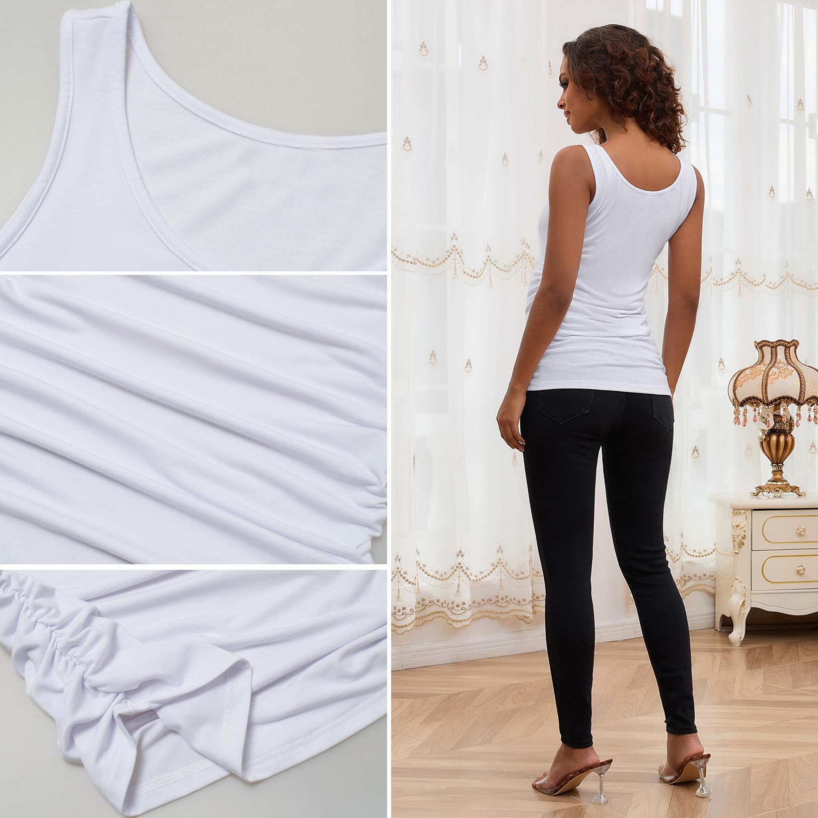 Women's Maternity Tank Tops - Ruched Sleeveless Basic Shirts for Pregnancy, Nursing & Everyday Comfort | Soft Stretchy Maternity Tee for Casual Wear, Layering & Summer Outfits