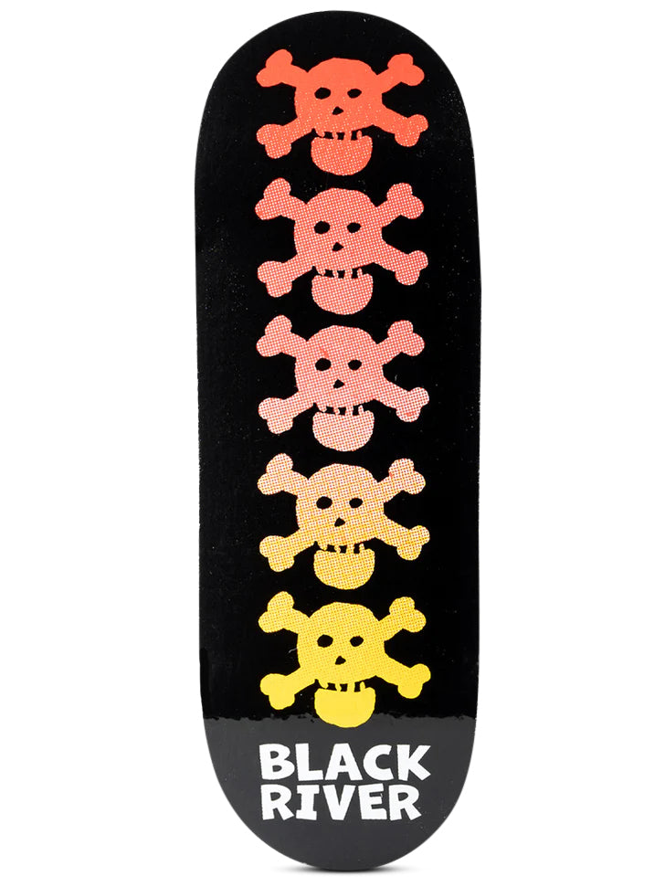 Blackriver Fingerboard Deck with RiverLabel Skulls - Professional Mini Skateboard for Finger Tricks & Skateboarding Practice - Perfect for Office Desk Toys, Stress Relief & Skateboard Enthusiasts