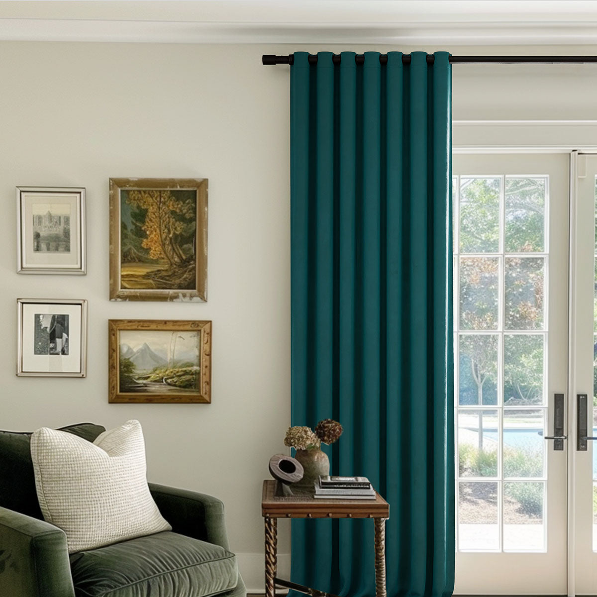Luxury Beige Velvet Blackout Curtains - Heavyweight Thermal Insulated Drapes with Grommet Top for Living Room & Bedroom | Noise Reducing & Light Blocking Window Treatments