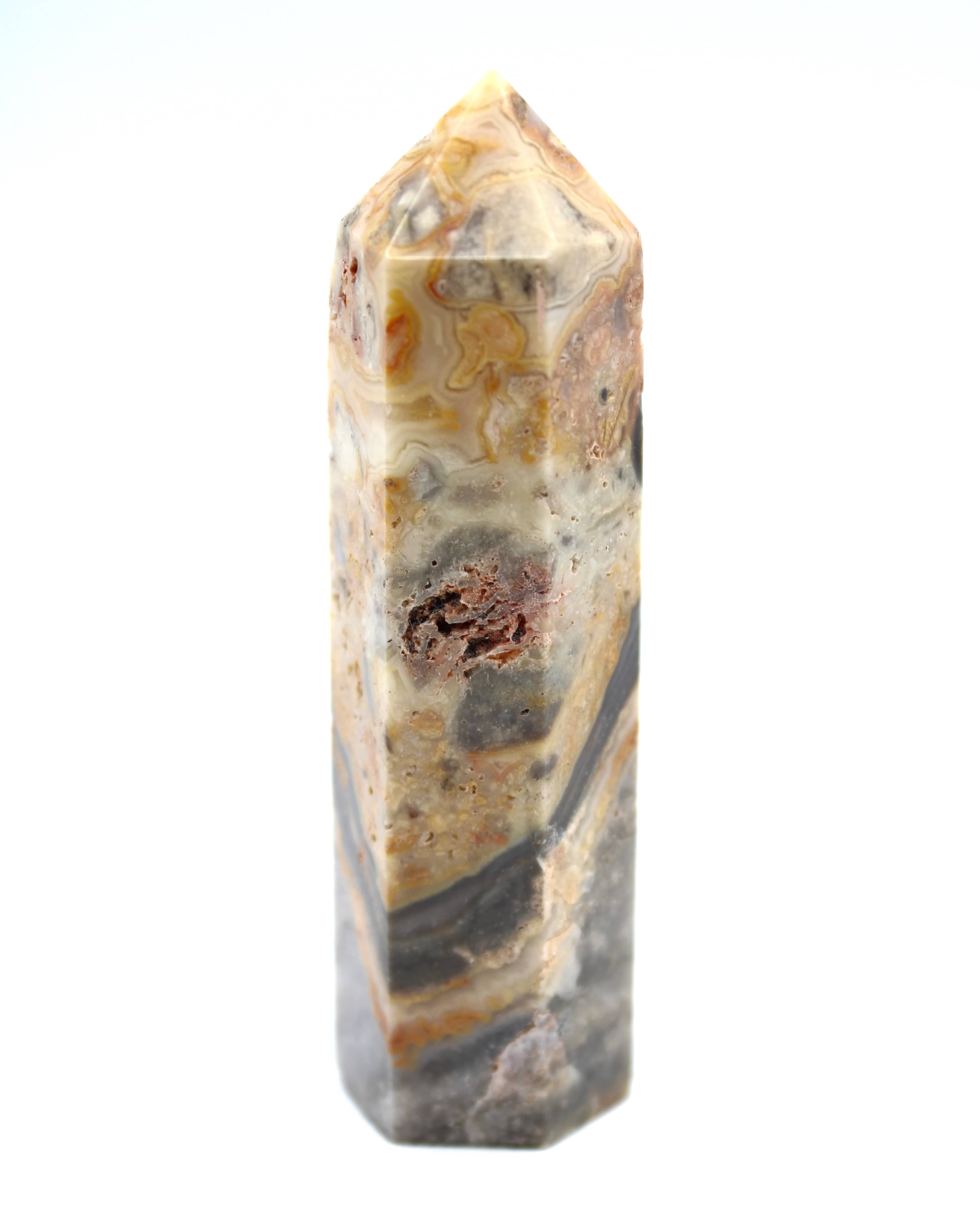 Natural Crazy Lace Agate Crystal Tower - Healing Stone for Meditation, Yoga & Home Decor | 6 Inch Spiritual Energy Centerpiece for Office Desk & Sacred Space