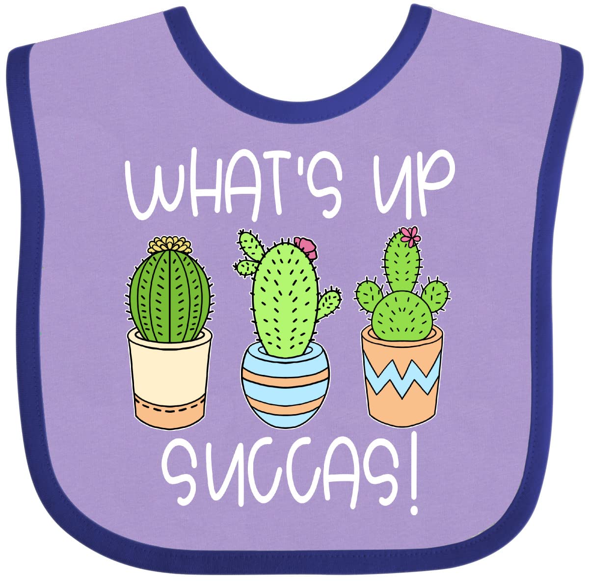 Inktastic What's Up Succas Funny Cactus Baby Bib - Adorable Cactus Design for Infants, Perfect for Feeding, Playtime & Photo Shoots