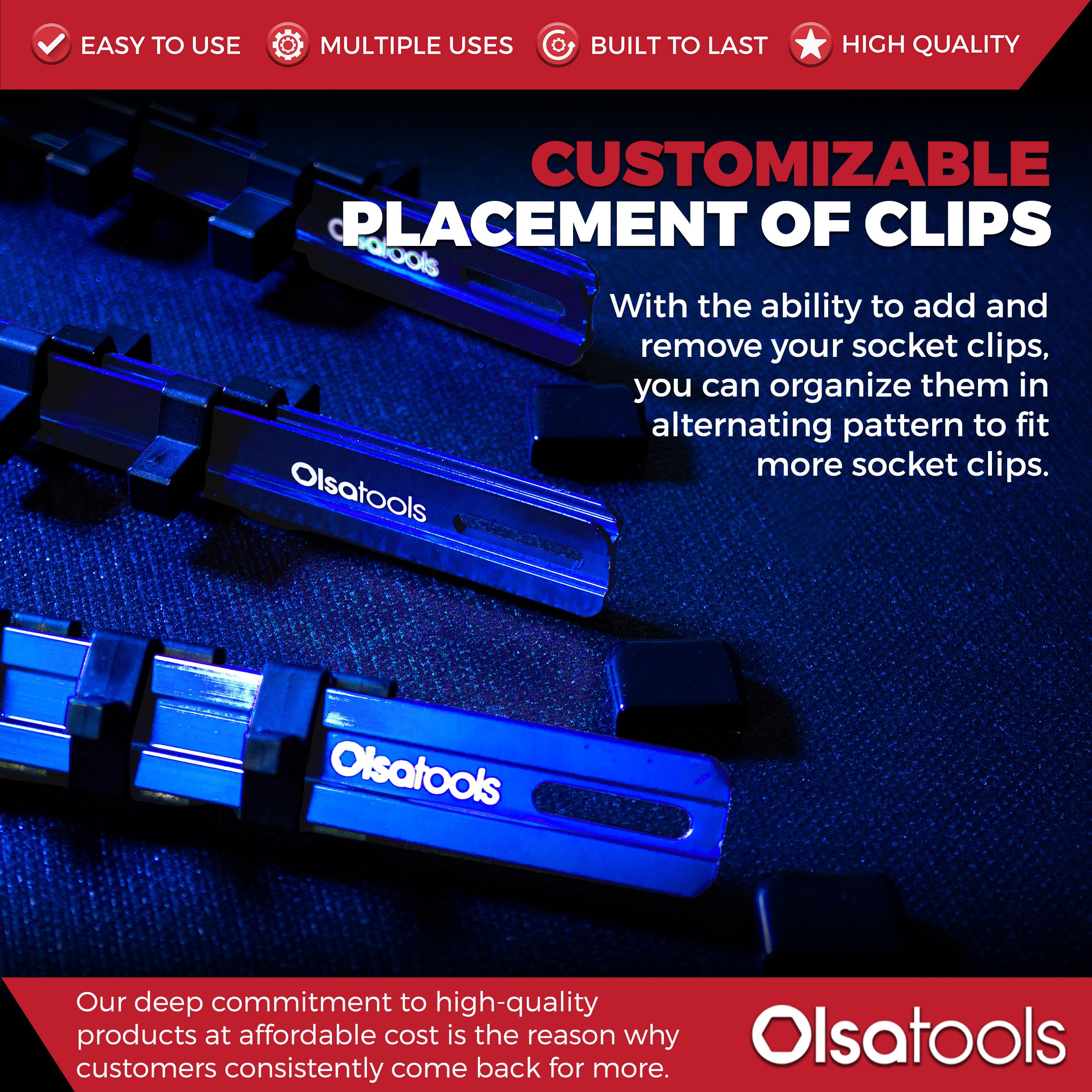 Olsa Tools 3-Piece Blue Socket Organizer Set - 1/2