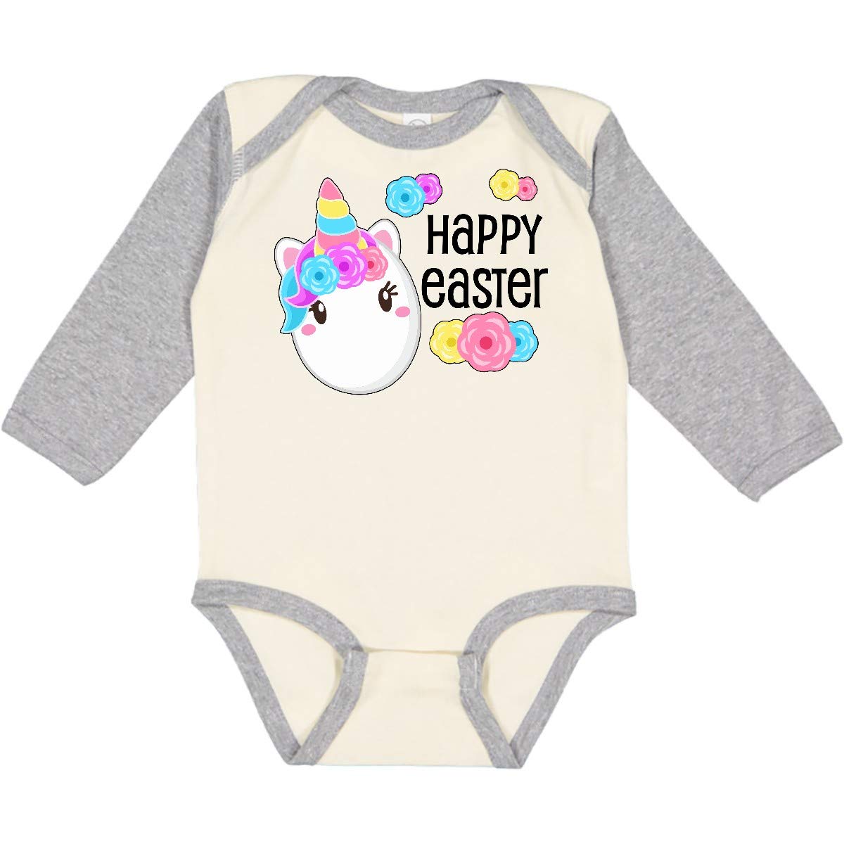 Inktastic Happy Easter Unicorn Egg Long Sleeve Baby Bodysuit - Cute Easter Outfit for Boys & Girls - Perfect for Easter Egg Hunts, Family Photos & Spring Celebrations