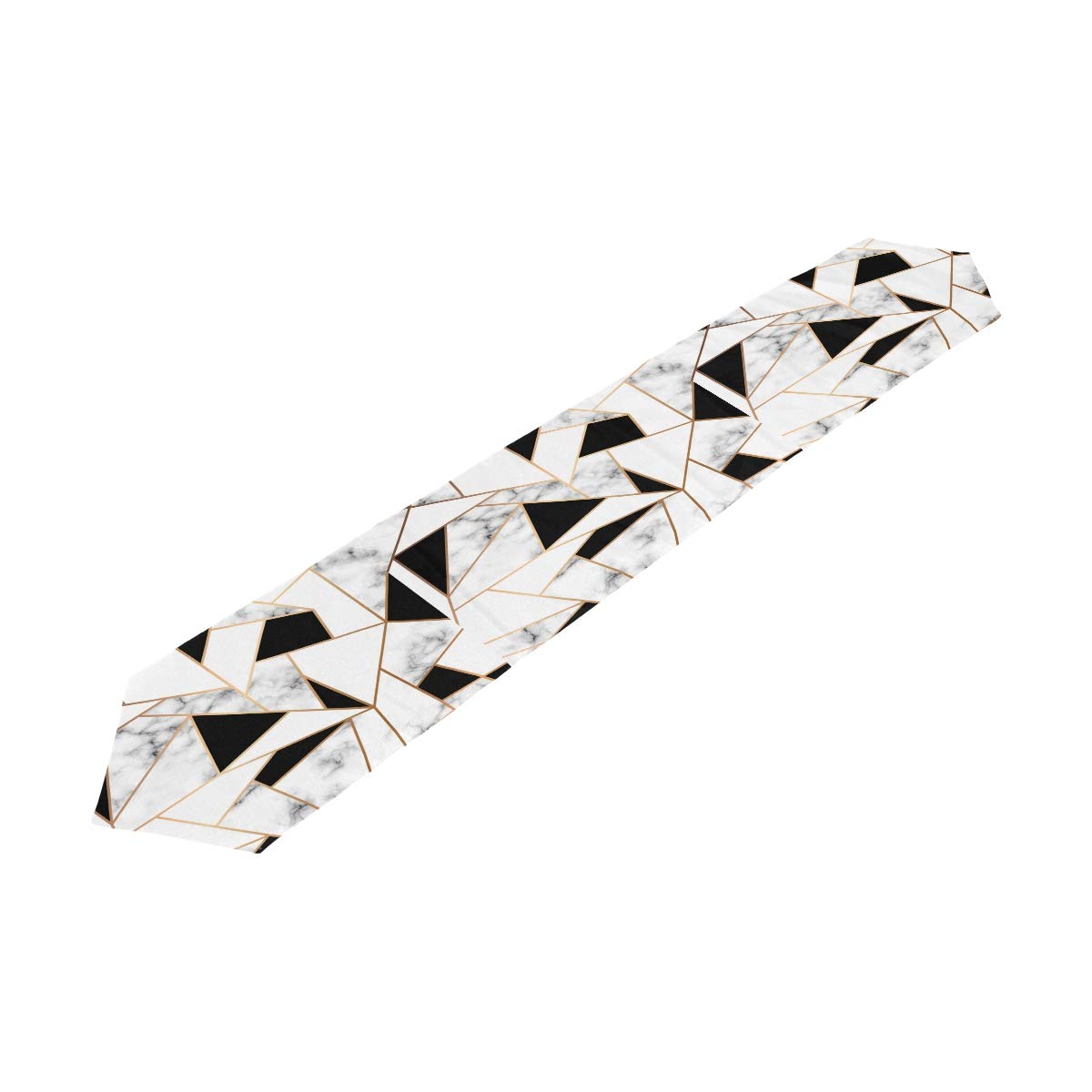 AUUXVA 13x70 Inches Geometric Marble Table Runner - White and Black Polyester Dining Table Decor for Kitchen, Coffee Table, Party & Holiday Banquet | Elegant Home Decoration & Dinner Party Setting