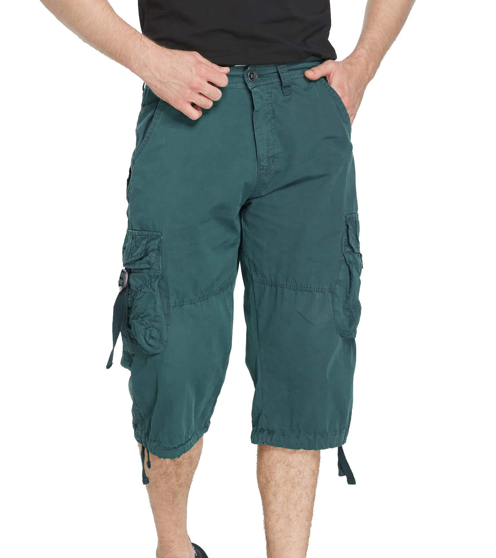 Men's 3/4 Length Cargo Shorts - Below The Knee Stretch Comfort Fit for Hiking, Travel & Outdoor Activities | Quick-Dry & Multi-Pocket Design