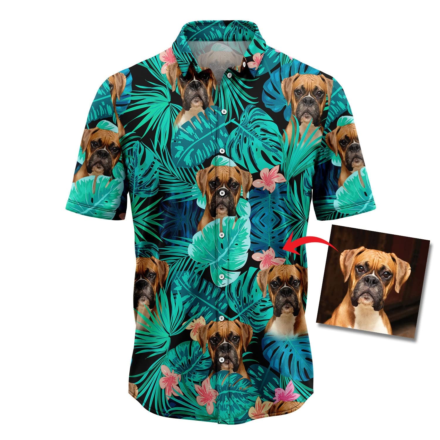 Custom Hawaiian Shirts for Dogs & Owners - Tropical Print Matching Short Sleeve Button Down Shirts for Men & Women | Perfect for Beach Vacations, Summer Parties & Pet-Friendly Events