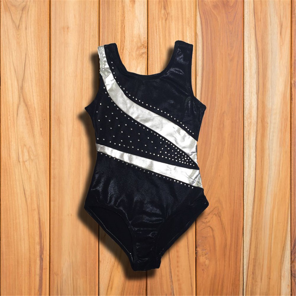 Girls Shiny Stripes Metallic Athletic Ballet Dance Tank Gymnastics Leotard - Performance Outfit for Ballet, Gymnastics & Dance Competitions