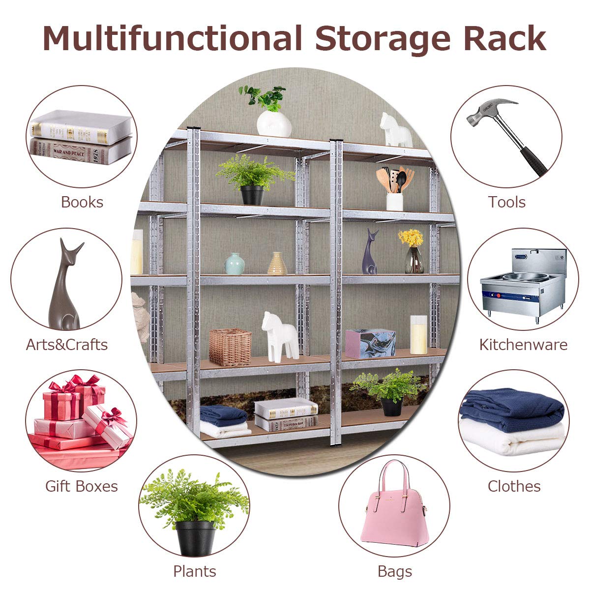 Giantex 5-Tier Heavy Duty Steel Shelving Unit - 36