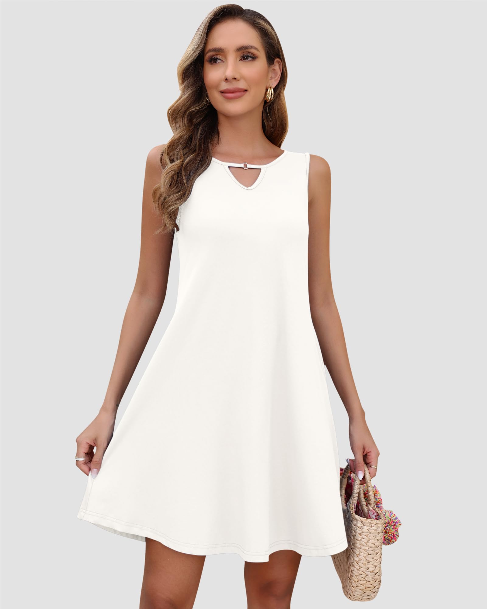 Women's Casual Sleeveless Sundress - Flowy Summer Dress with Pockets, Beach Cover Up, Party & Vacation Outfit