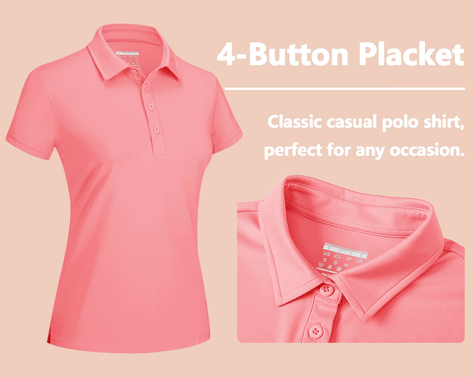 TACVASEN Women's Quick Dry Golf Polo Shirt UPF 50+ Sun Protection Short Sleeve Collared Shirt - Perfect for Golf, Tennis & Outdoor Activities