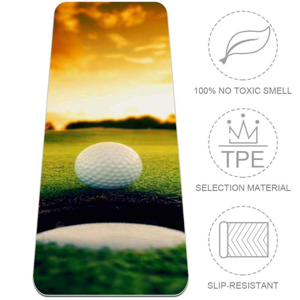 LORVIES Eco-Friendly Non-Slip Golf Ball Near Hole Yoga Mat - 72 x 24 Inch Exercise Mat for Yoga, Pilates, Stretching, Meditation & Floor Workouts | Anti-Tear Fitness Mat for Home Gym, Studio & Outdoor Use