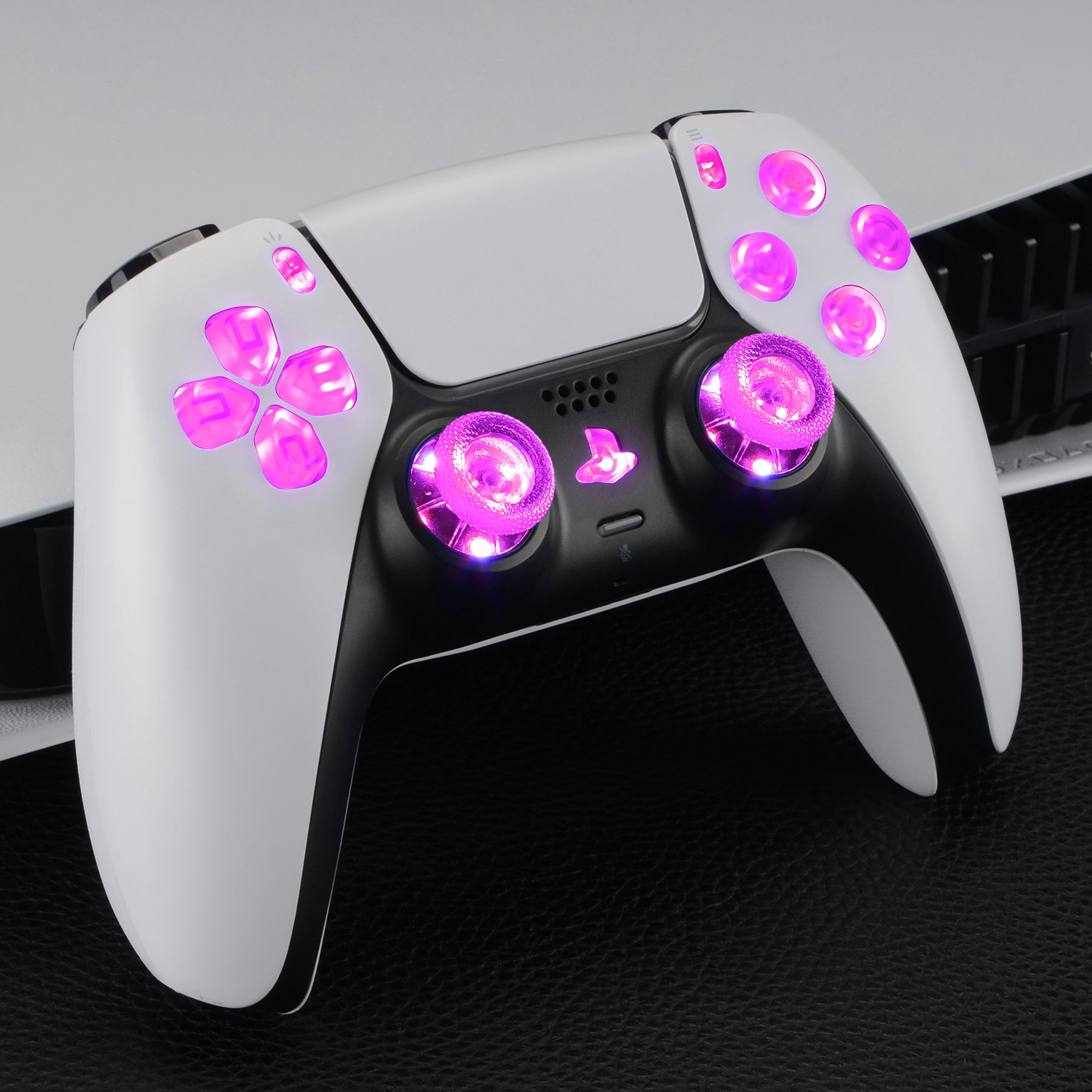 eXtremeRate Multi-Color LED D-Pad & Thumbstick Kit for PS5 Controller (BDM-030/040/050) - 7 Colors, 9 Lighting Modes, Clear Buttons - Perfect for Gaming, Streaming & Custom Controller Builds