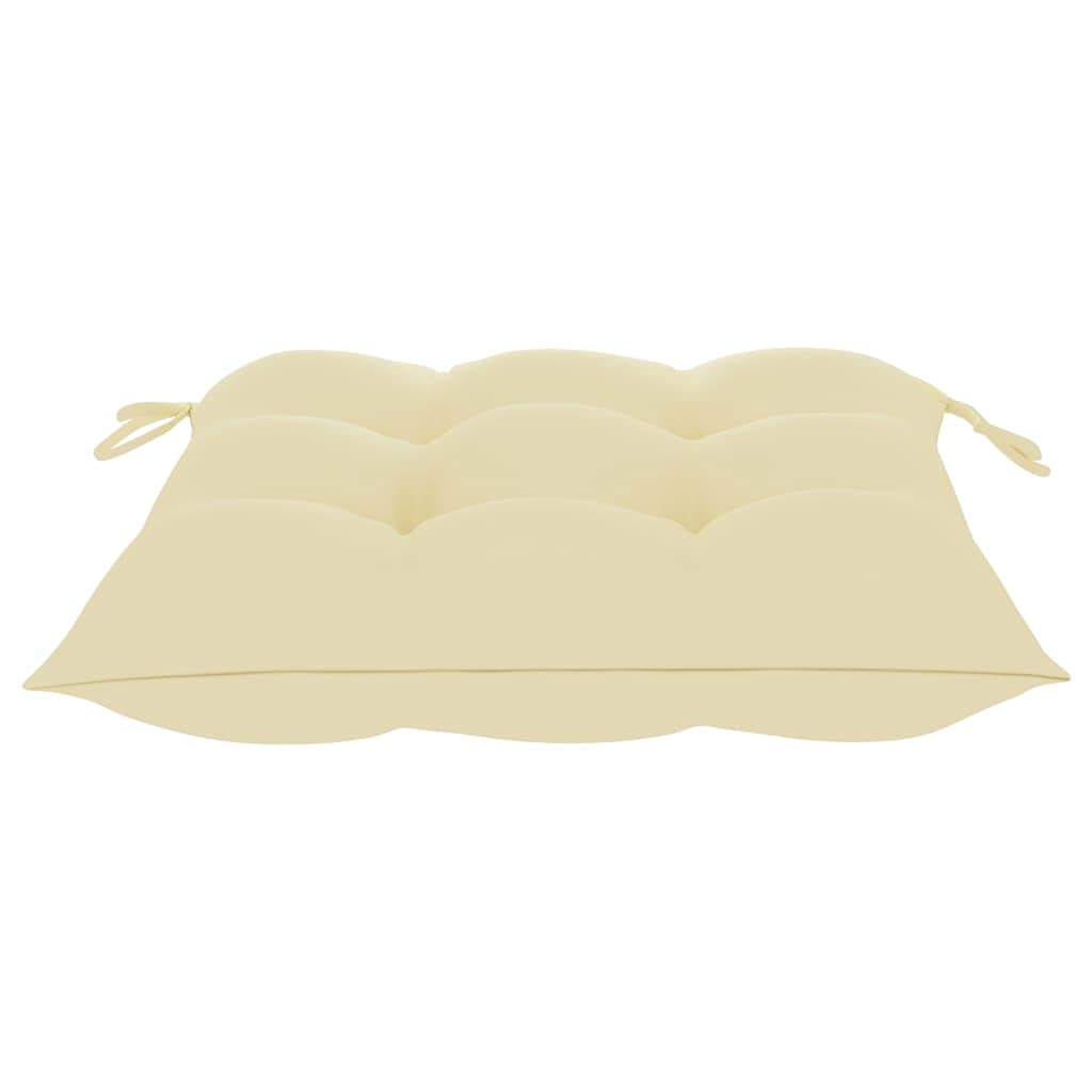 Premium CHARMMA Patio Chairs Set of 2 - Solid Teak Wood with Cream White Cushions - Outdoor Garden Furniture for Poolside, Deck, or Backyard Relaxation